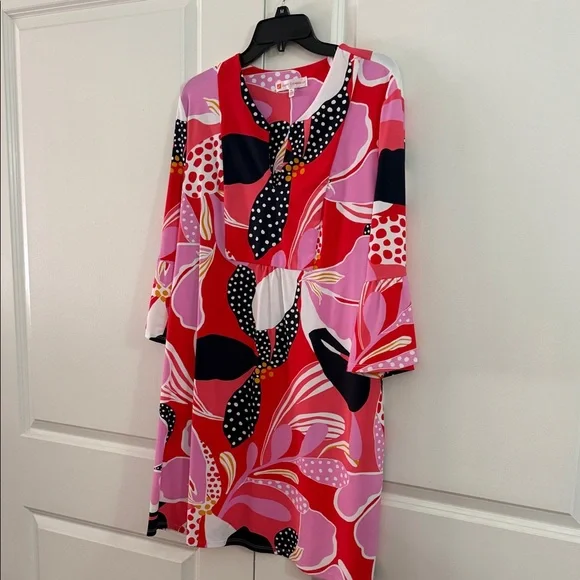 Jude Connally Red and Pink Polka Dot Dress - Picture 1 of 3